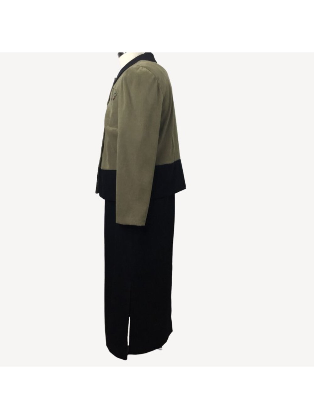 Vintage Lady Dorby Women 2 Pc Set Black Dress Green Jacket Stamped Leaf Size 16W - Picture 6 of 16